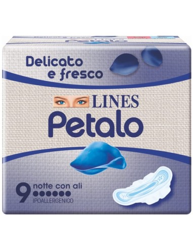 lines petalo blu assorbenti - 9 pezzi - anatomico notte con ali: tuttocasashop.live: igiene e cura della persona