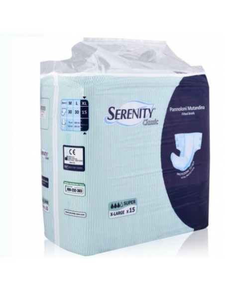 serenity pannoloni mutandina per incontinenti - 15 pezzi - super - taglia xl: tuttocasashop.live: igiene e cura della persona