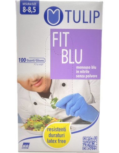 tulip 100 guanti monouso in nitrile blu non talcati - taglia l grande: tuttocasashop.live: pulizia e cura della casa