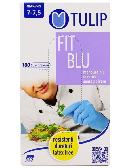 tulip 100 guanti monouso in nitrile blu non talcati - taglia m media: tuttocasashop.live: pulizia e cura della casa