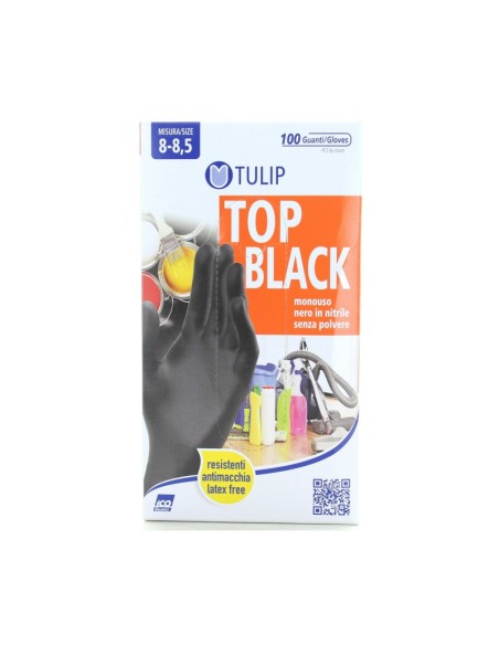 tulip 100 guanti monouso in nitrile neri non talcati - taglia l grande: tuttocasashop.live: pulizia e cura della casa
