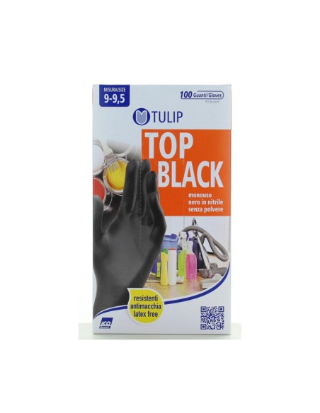 tulip 100 guanti monouso in nitrile neri non talcati - taglia xl extra large: tuttocasashop.live: pulizia e cura della casa