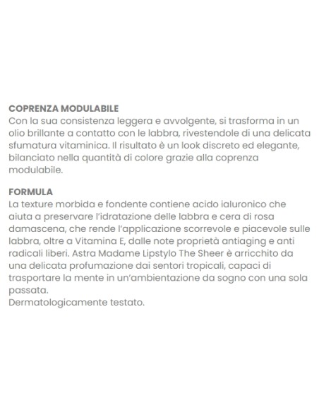 astra madame lipstylo the sheer - rossetto stylo - 03 - corail cherie: tuttocasashop.live: igiene e cura della persona