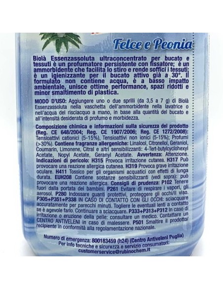 biola' essenzassoluta ammorbidente igienizzante - 300ml - felce&peonia: tuttocasashop.live: prodotti per bucato e tessuti