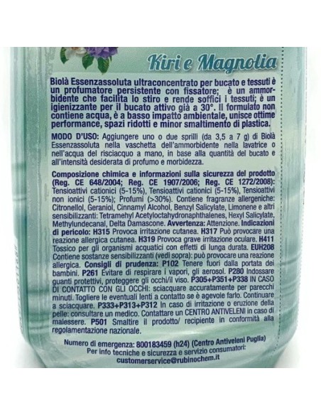 biola' essenzassoluta ammorbidente igienizzante - 300ml - kiri&magnolia: tuttocasashop.live: prodotti per bucato e tessuti
