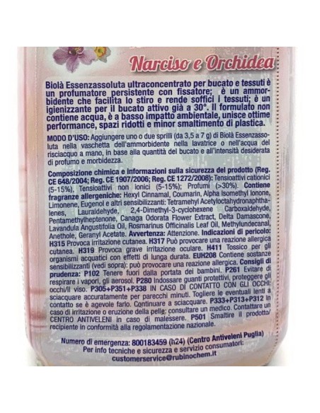 biola' essenzassoluta ammorbidente igienizzante - 300ml - narciso&orchidea: tuttocasashop.live: prodotti per bucato e tessuti