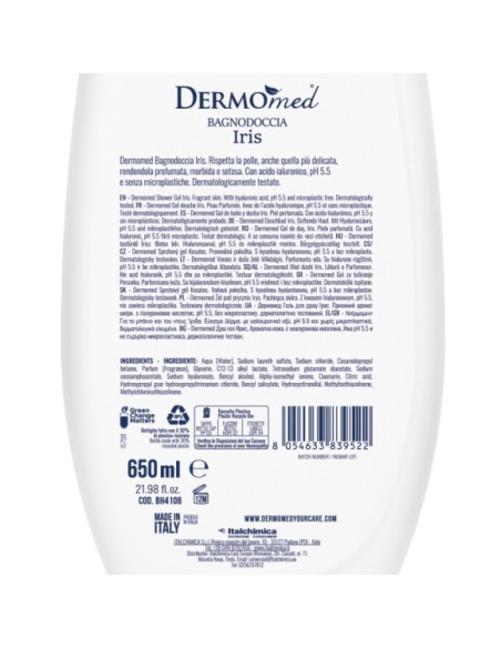 dermomed bagnodoccia 650ml - ph 5.5 con acido ialuronico - iris: tuttocasashop.live: igiene e cura della persona