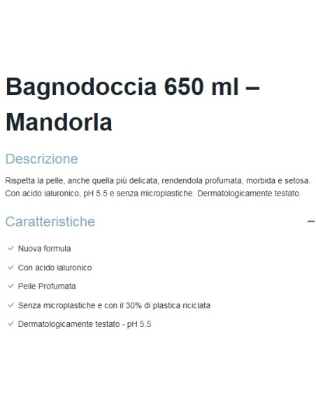 dermomed bagnodoccia 650ml - ph 5.5 con acido ialuronico - mandorla: tuttocasashop.live: igiene e cura della persona