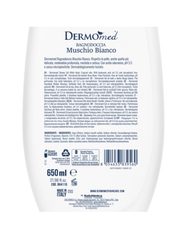 dermomed bagnodoccia 650ml - ph 5.5 con acido ialuronico - muschio bianco: tuttocasashop.live: igiene e cura della persona