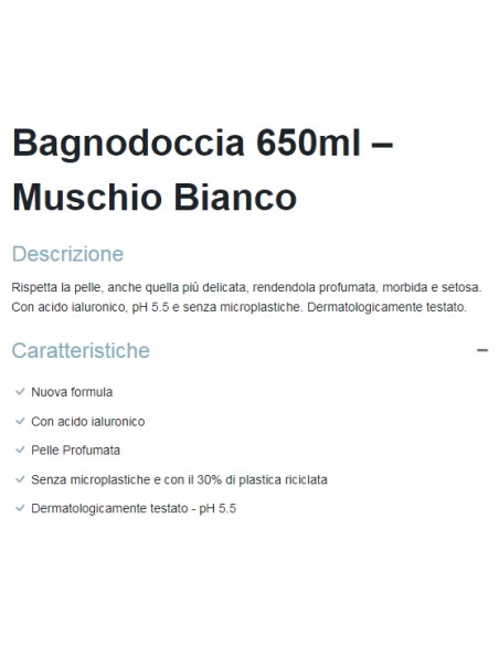 dermomed bagnodoccia 650ml - ph 5.5 con acido ialuronico - muschio bianco: tuttocasashop.live: igiene e cura della persona