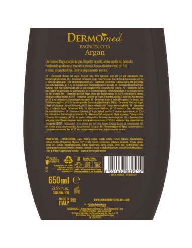 dermomed bagnodoccia 650ml - ph 5.5 con acido ialuronico - argan: tuttocasashop.live: igiene e cura della persona