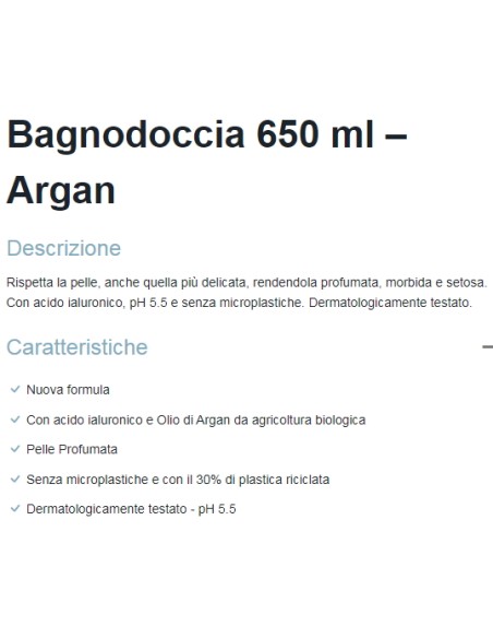 dermomed bagnodoccia 650ml - ph 5.5 con acido ialuronico - argan: tuttocasashop.live: igiene e cura della persona
