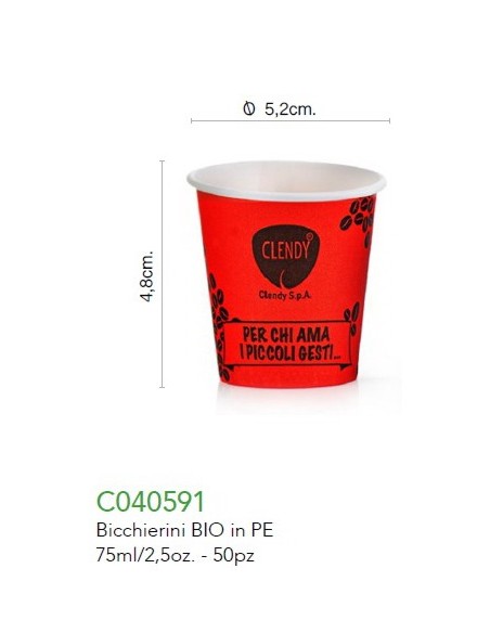 clendy bicchieri caffe' monouso in carta da 75ml - 50 pezzi - rosso: tuttocasashop.live: carta & monouso