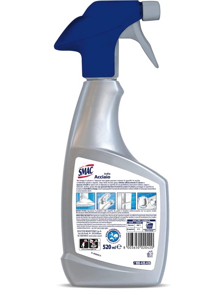 smac brillacciaio 520ml spray - detergente per superfici in acciaio: tuttocasashop.live: pulizia e cura della casa