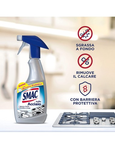 smac brillacciaio 520ml spray - detergente per superfici in acciaio: tuttocasashop.live: pulizia e cura della casa