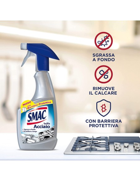smac brillacciaio 520ml spray - detergente per superfici in acciaio: tuttocasashop.live: pulizia e cura della casa