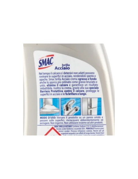 smac brillacciaio 520ml crema - detergente per superfici in acciaio: tuttocasashop.live: pulizia e cura della casa