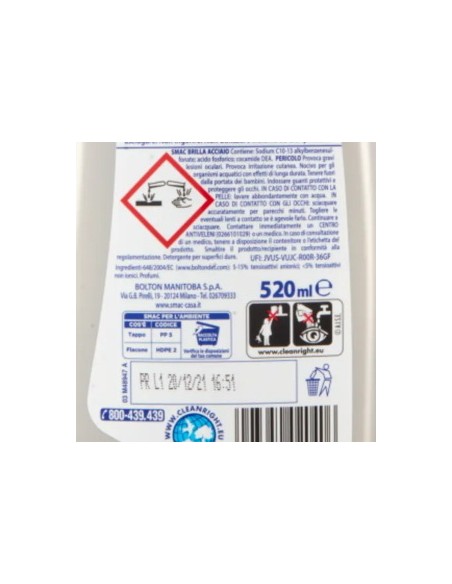 smac brillacciaio 520ml crema - detergente per superfici in acciaio: tuttocasashop.live: pulizia e cura della casa