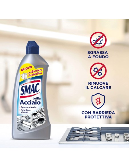 smac brillacciaio 520ml crema - detergente per superfici in acciaio: tuttocasashop.live: pulizia e cura della casa