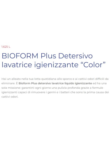 bioform detersivo lavatrice liquido 30 lavaggi 1625ml - color: tuttocasashop.live: prodotti per bucato e tessuti