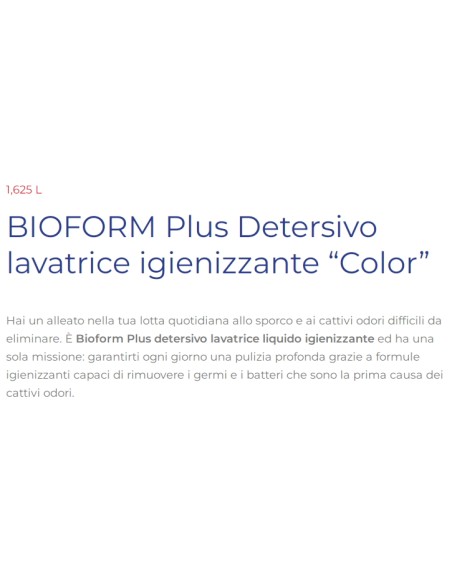 bioform detersivo lavatrice liquido 30 lavaggi 1625ml - color: tuttocasashop.live: prodotti per bucato e tessuti