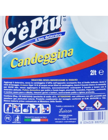 ce'piu' candeggina casa e bucato - 2 litri - regolare: tuttocasashop.live: prodotti per bucato e tessuti