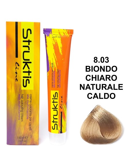 struktis crema colorante 100ml - 8.03 biondo chiaro naturale caldo: tuttocasashop.live: igiene e cura della persona