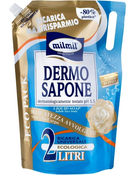 mil mil sapone liquido - ecoricarica - 2 litri - dermo: tuttocasashop.live: igiene e cura della persona