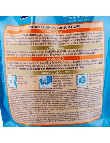 mil mil sapone liquido - ecoricarica - 2 litri - dermo: tuttocasashop.live: igiene e cura della persona