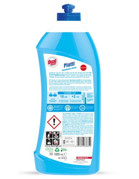 dual power detersivo per piatti - 1 litro - bicarbonato: tuttocasashop.live: pulizia e cura della casa
