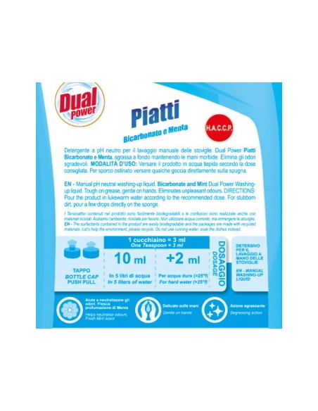 dual power detersivo per piatti - 1 litro - bicarbonato: tuttocasashop.live: pulizia e cura della casa