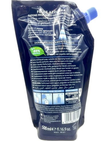 felce azzurra sapone liquido - ecoricarica da 500ml - antibatterico: tuttocasashop.live: igiene e cura della persona