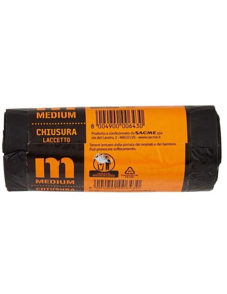 sacme sacco rifiuti pattumiera 30 litri 50x60cm 20 pezzi - antigoccia - nero: tuttocasashop.live: pulizia e cura della casa