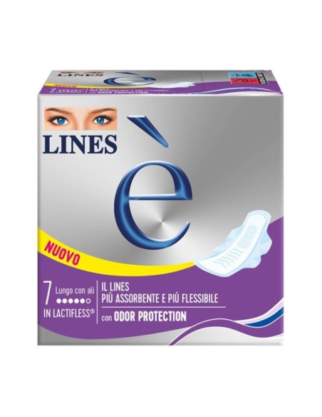 lines e' assorbenti in lactifless - 7 pezzi - lungo notte con ali: tuttocasashop.live: igiene e cura della persona