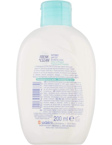 fresh&clean detergente intimo - ph 5.5 - 200ml - timo e propoli: tuttocasashop.live: igiene e cura della persona