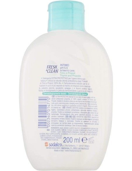 fresh&clean detergente intimo - ph 5.5 - 200ml - timo e propoli: tuttocasashop.live: igiene e cura della persona