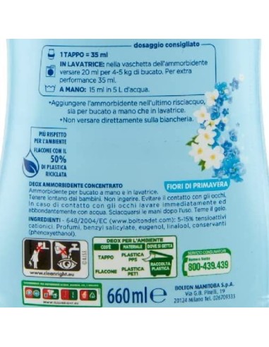 deox ammorbidente concentrato - 660ml - 33 lavaggi - fiori di primavera: tuttocasashop.live: prodotti per bucato e tessuti