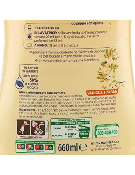 deox ammorbidente concentrato - 660ml - 33 lavaggi - vaniglia: tuttocasashop.live: prodotti per bucato e tessuti