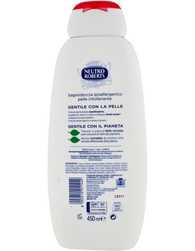 neutro roberts bagnodoccia 450ml - dermazero ipoallergenico - nichel tested: tuttocasashop.live: igiene e cura della persona