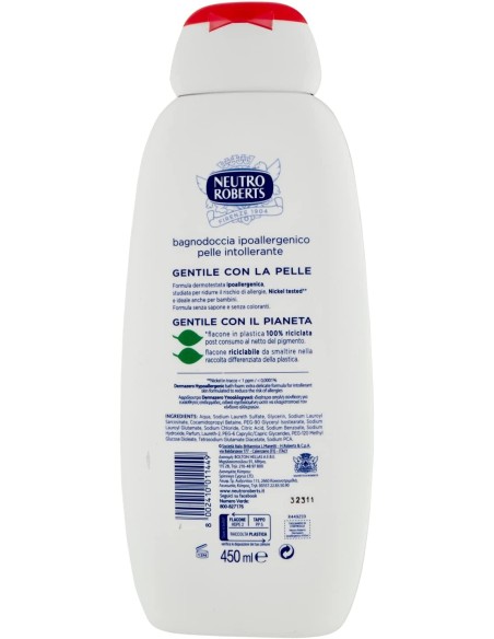 neutro roberts bagnodoccia 450ml - dermazero ipoallergenico - nichel tested: tuttocasashop.live: igiene e cura della persona