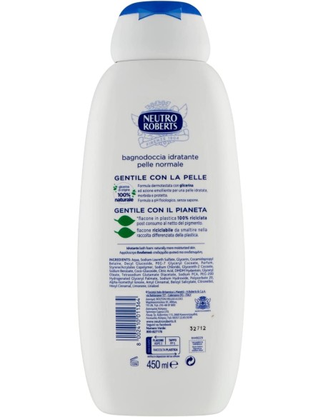 neutro roberts bagnodoccia - 450ml - idratante con clicerina naturale: tuttocasashop.live: igiene e cura della persona