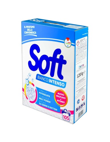 soft detersivo lavatrice in polvere fusto 105 misurini - bianco intenso: tuttocasashop.live: prodotti per bucato e tessuti