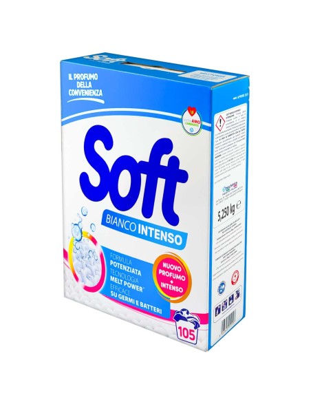 soft detersivo lavatrice in polvere fusto 105 misurini - bianco intenso: tuttocasashop.live: prodotti per bucato e tessuti