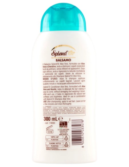 splend'or balsamo per capelli - 300ml - aloe vera e cheratina: tuttocasashop.live: igiene e cura della persona