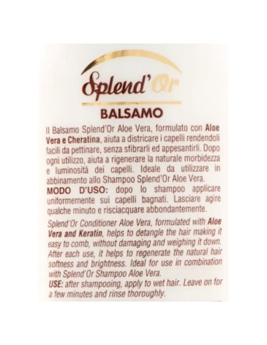 splend'or balsamo per capelli - 300ml - aloe vera e cheratina: tuttocasashop.live: igiene e cura della persona