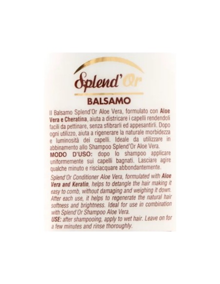 splend'or balsamo per capelli - 300ml - aloe vera e cheratina: tuttocasashop.live: igiene e cura della persona