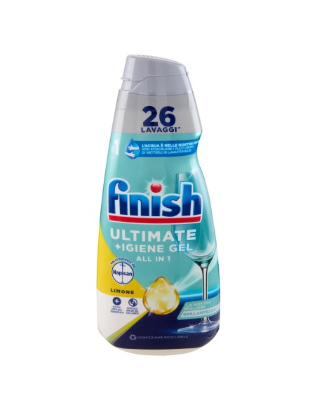 finish ultimate +igiene gel detersivo lavastoviglie 560ml 26 lavaggi - lemon: tuttocasashop.live: pulizia e cura della casa