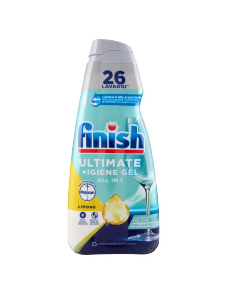 finish ultimate +igiene gel detersivo lavastoviglie 560ml 26 lavaggi - lemon: tuttocasashop.live: pulizia e cura della casa