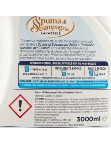 spuma di sciampagna detersivo lavatrice - 60 lavaggi - 3l - color: tuttocasashop.live: prodotti per bucato e tessuti