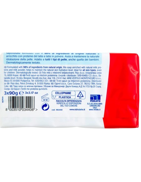 nidra sapone solido - 3 pezzi da 90 grammi - idratante - proteine del latte: tuttocasashop.live: igiene e cura della persona